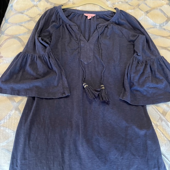 Navy T-shirt dress. - Picture 2 of 5